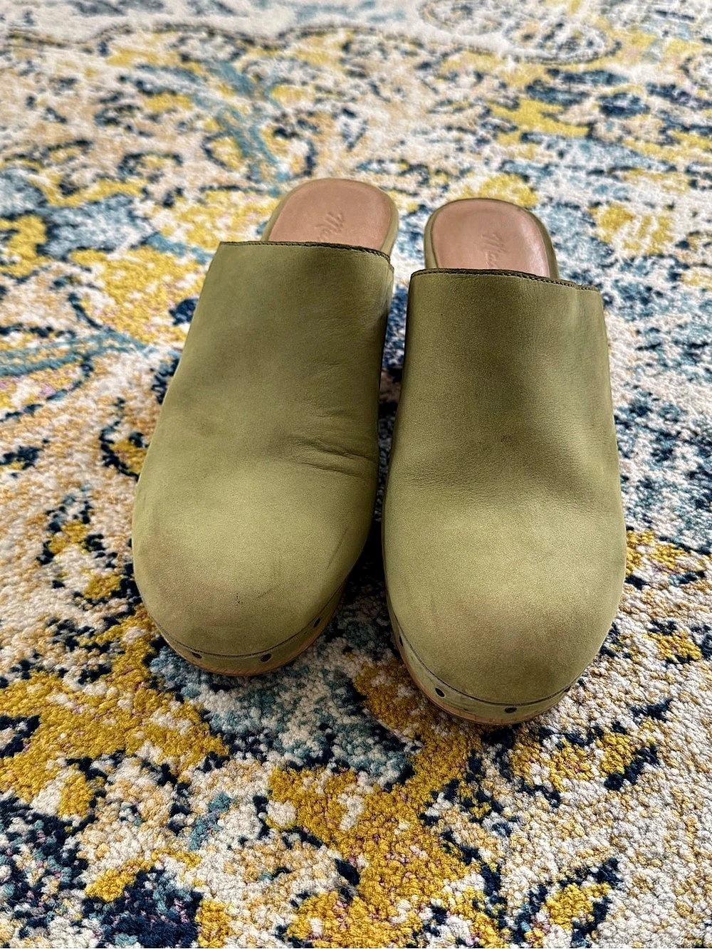 Madewell Green Suede Clogs Sz 8
